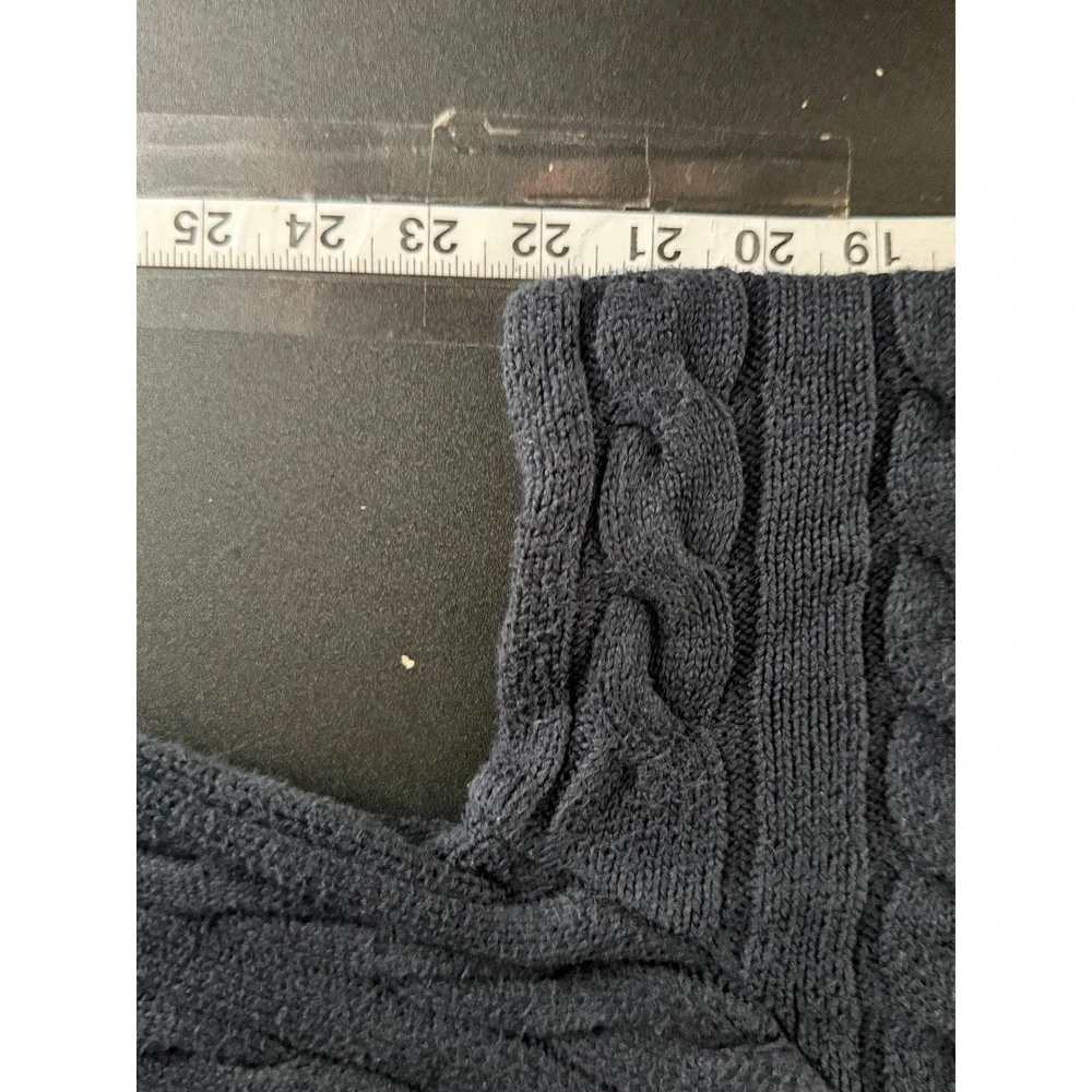 Polo Ralph Lauren Mens Fisherman Navy Blue Cable Knit Cotton Crew Neck Sweater M